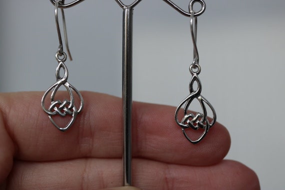 925 Silver Viking Design Celtic Knot Drop Earrings