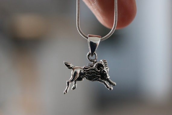 Aries Zodiac Sign Sterling Silver Pendant
