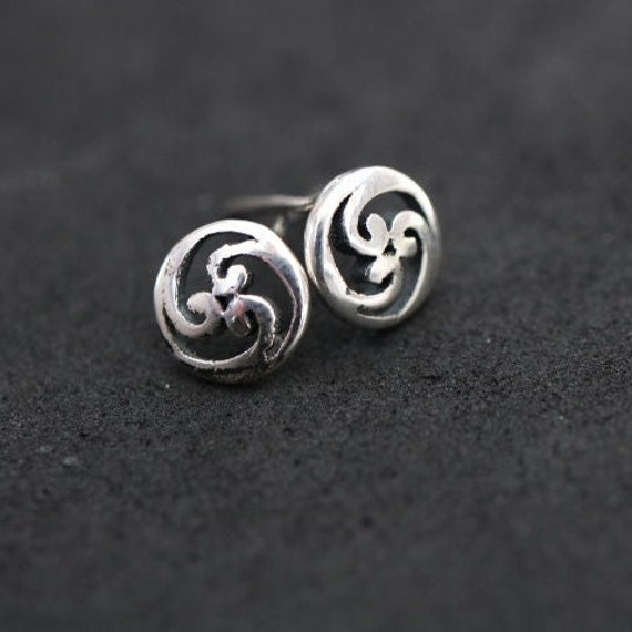 Triskelion Stud  Earrings | 925 Sterling Silver | Celtic Design