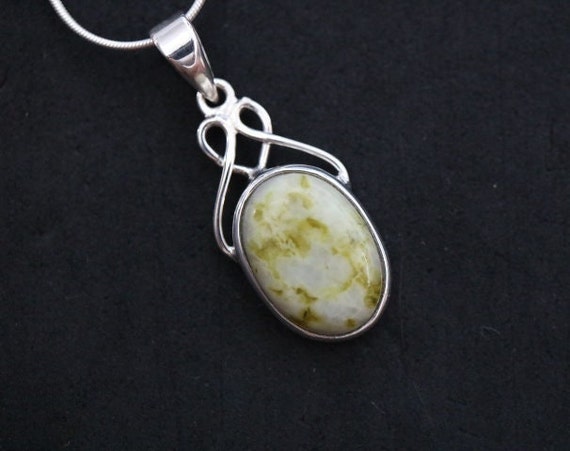 Iona Marble| Scottish Green Marble Pendant | 925 Sterling Silver