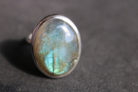 Adjustable Labradorite Ring 925 Sterling Silver