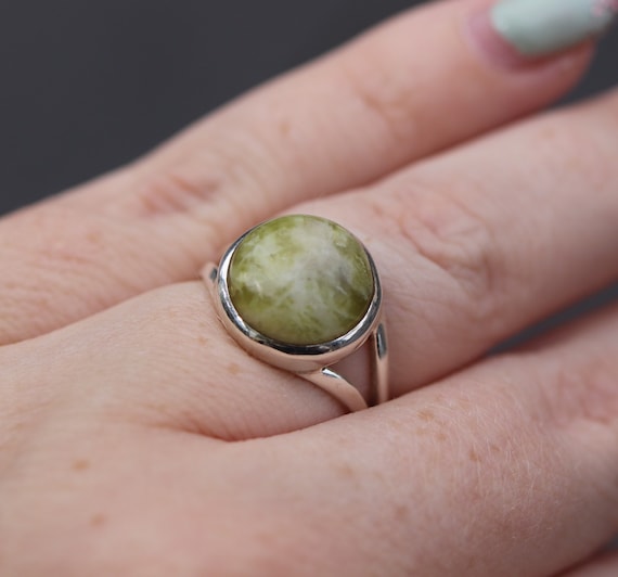 Iona Marble | Scottish Green Marble Ring | 925 Sterling Silver