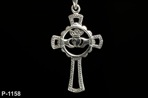 Celtic Cross Pendant and Claddagh Design  | 925 Sterling Silver