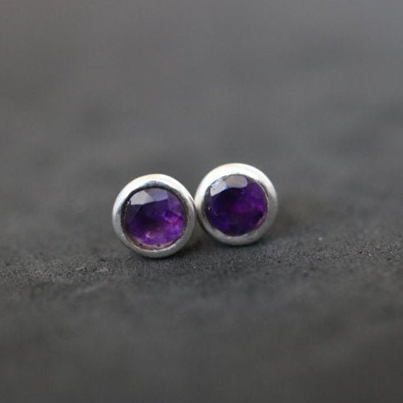 Amethyst Stud Earrings | 925 Sterling Silver
