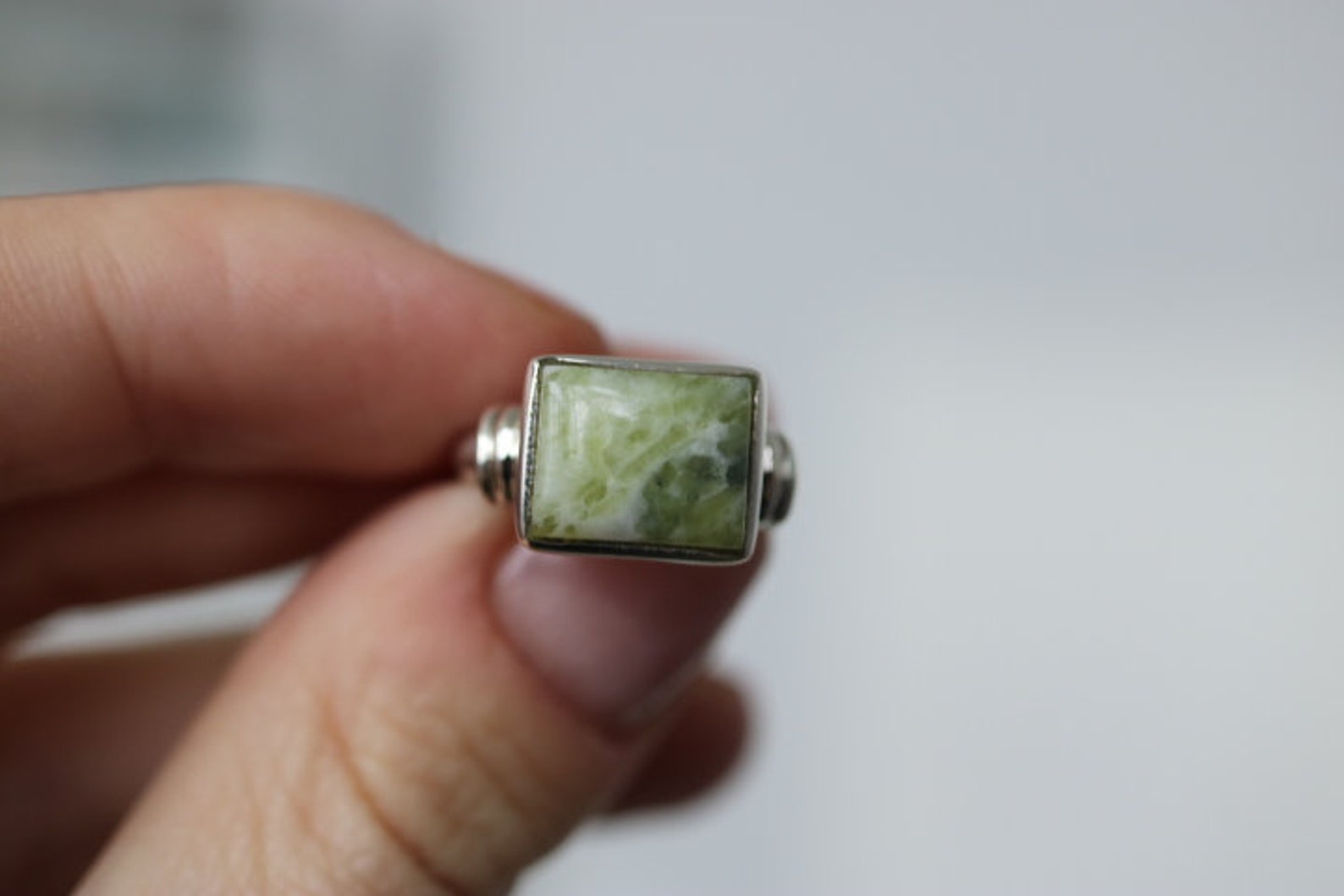 Iona Marble Scottish Green Marble Ring 925 Sterling Silver Etsy