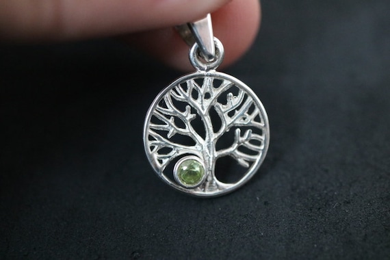 Tree of Life Pendant with Peridot | 925 Sterling Silver