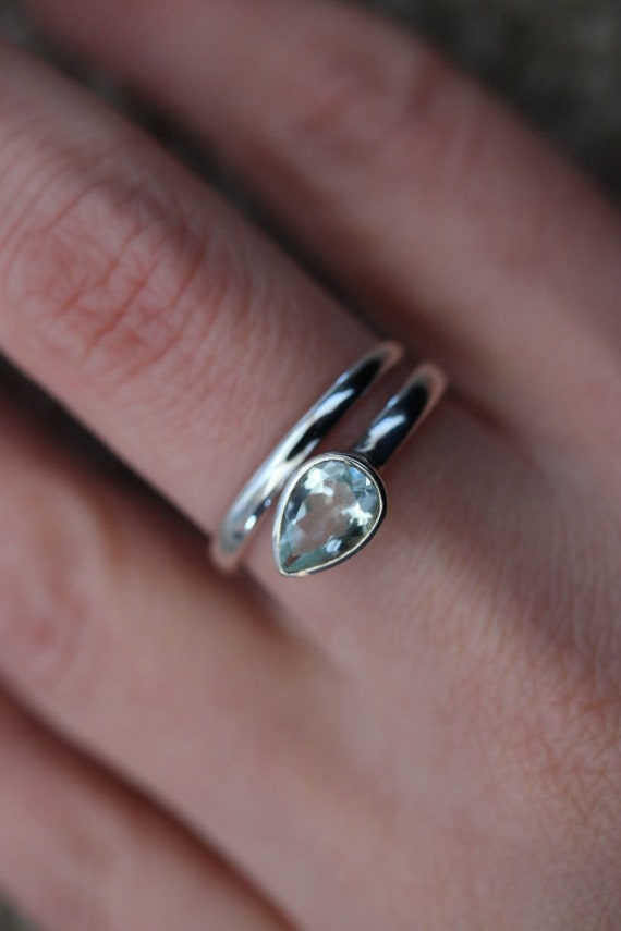 Blue Topaz Adjustable  Ring | 925 Sterling Silver