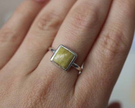 Iona Marble | Scottish Green Marble Ring | 925 Sterling Silver