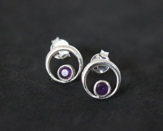 Amethyst Stud Earrings | 925 Sterling Silver