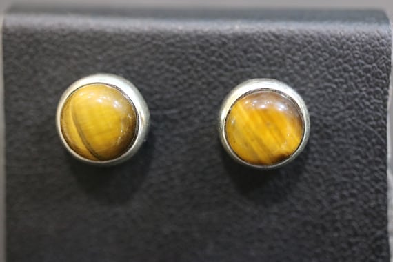 Tiger's  Eye  925 Silver Stud Earrings