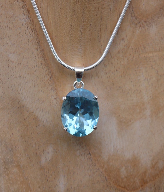 Blue Topaz Pendant | 925 Sterling Silver