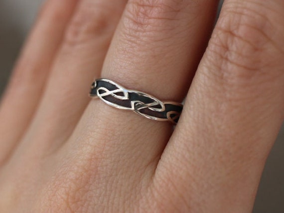Serenity Knot Celtic Design Sterling Silver Band