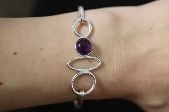 Amethyst Bangle Bracelet | 925 Sterling Silver