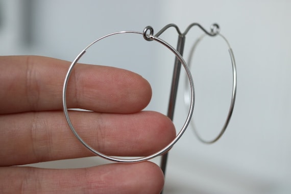 925 Silver Hoop Earrings - 4 cm diameter