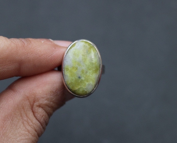 Iona Marble | Scottish Green Marble Ring | 925 Sterling Silver