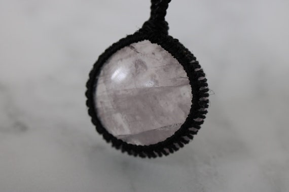 Rose Quartz Macrame Wrapped Pendant