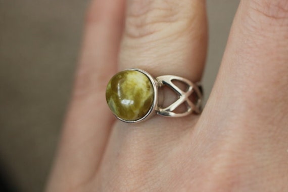 Iona Marble | Scottish Green Marble Ring | 925 Sterling Silver