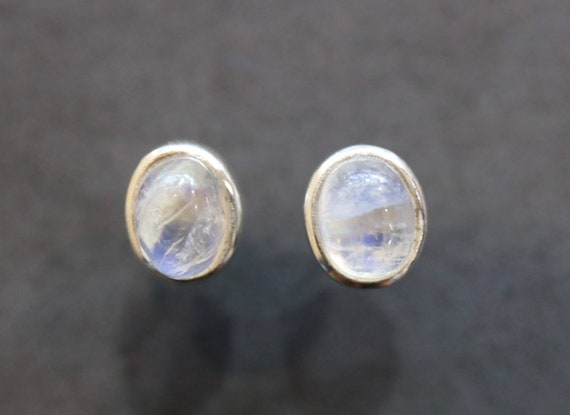 Rainbow Moonstone stud earrings