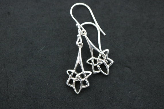 925 Silver Viking Design Celtic Knot Drop Earrings