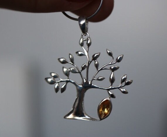 Tree of Life Pendant with Yellow Topaz | 925 Sterling Silver