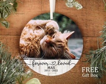 Custom Porcelain Pet Ornament Personalized, Pet Photo Gift, Cat Memorial Gift, Forever Loved, Dog Memorial Gift, Photo Ornament  OR101