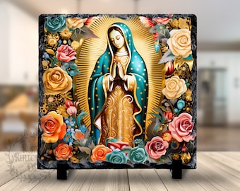 OUR LADY of GUADALUPE Slate, Great Religious Gift, Christian Keepsake for her or him, Nuestra Señora de Guadalupe, Virgin Mary Stone
