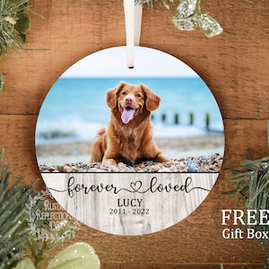 DOG MEMORIAL Gift Personalized, Dog Photo Gift, Pet Lover Gift, Forever Loved, Pet Memorial Gift, Cat Memorial Ornament, Sympathy  OR101