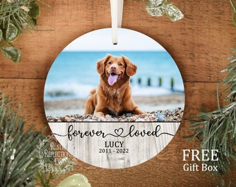DOG MEMORIAL Gift Personalized, Dog Photo Gift, Pet Lover Gift, Forever Loved, Pet Memorial Gift, Cat Memorial Ornament, Sympathy  OR101
