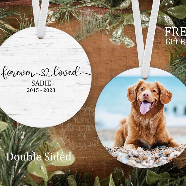 Custom Porcelain Dog Ornament Personalized, DOUBLE SIDED, Dog Photo Gift, Pet Lover Gift, Forever Loved, Dog Memorial, Photo Ornament OR101