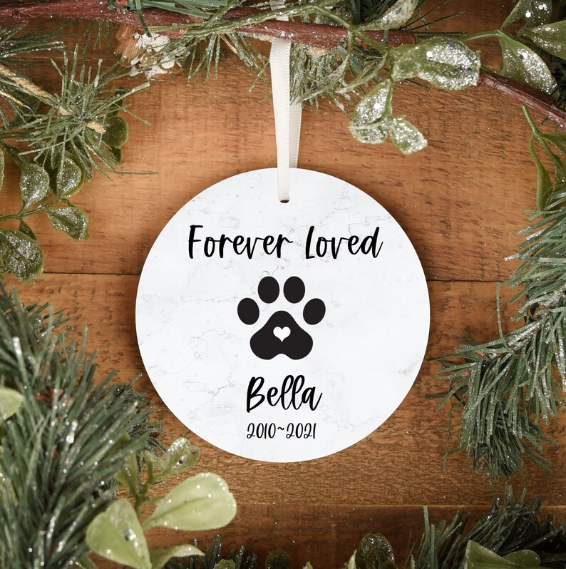 Memorial Gift for Loss of Dog or Cat PERSONALIZED PET Memorial Ornament Forever Loved Christmas Ornament Sympathy Gift for Loss of Pet
