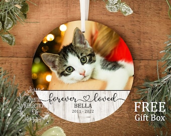 Personalized Porcelain Pet Ornament, Cat Photo Gift, Pet Lover Gift, Forever Loved, Cat Memorial Gift, Photo Ornament, Keepsake OR101