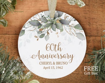 60th ANNIVERSARY Gift, Parents Anniversary Gift, Grandparents Anniversary Ornament, Golden Anniversary, 50th, 25th, 15th, 10th, 5th  OR87