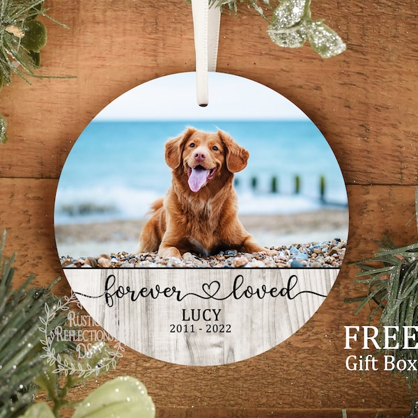 Custom Porcelain Dog Ornament Personalized, Dog Photo Gift, Pet Lover Gift, Forever Loved, Dog Memorial Gift, Photo Ornament, Keepsake OR101