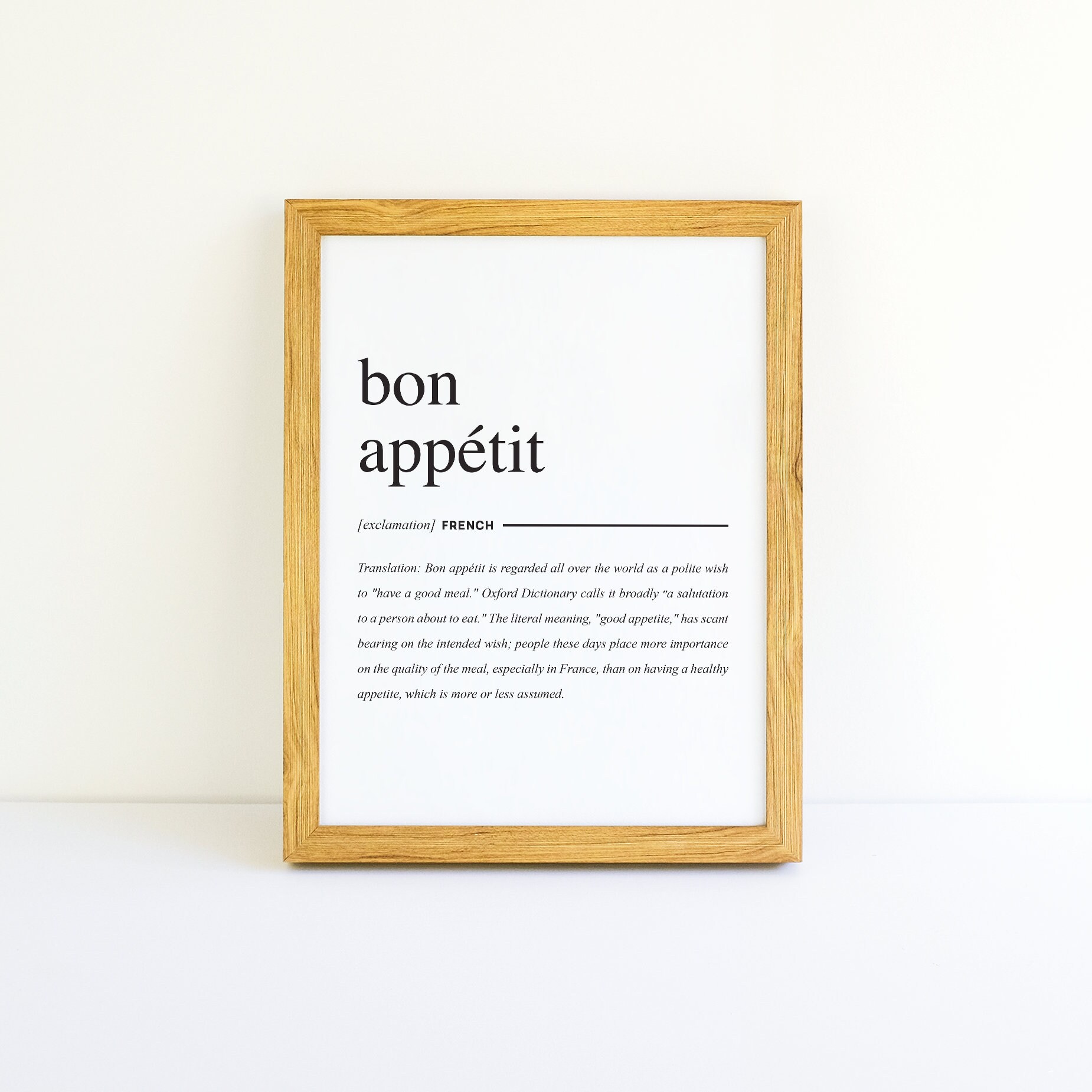 French Dictionary Poster Bon Appetit High Quality Etsy