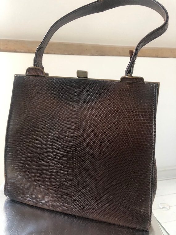 1940's original Jane Shilton Brown Snakeskin Handb