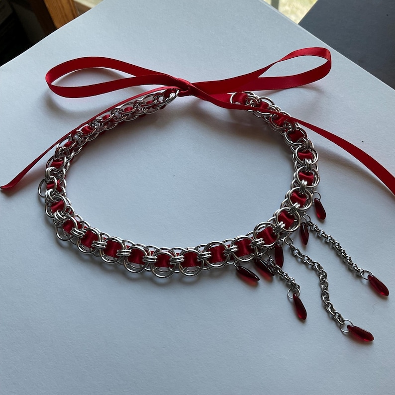 Vampire Ribbon Chainmail Choker - Etsy