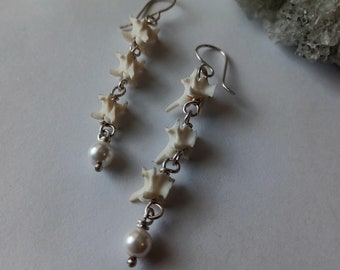 Tapered Snake Vertebrae with Pearl earrings