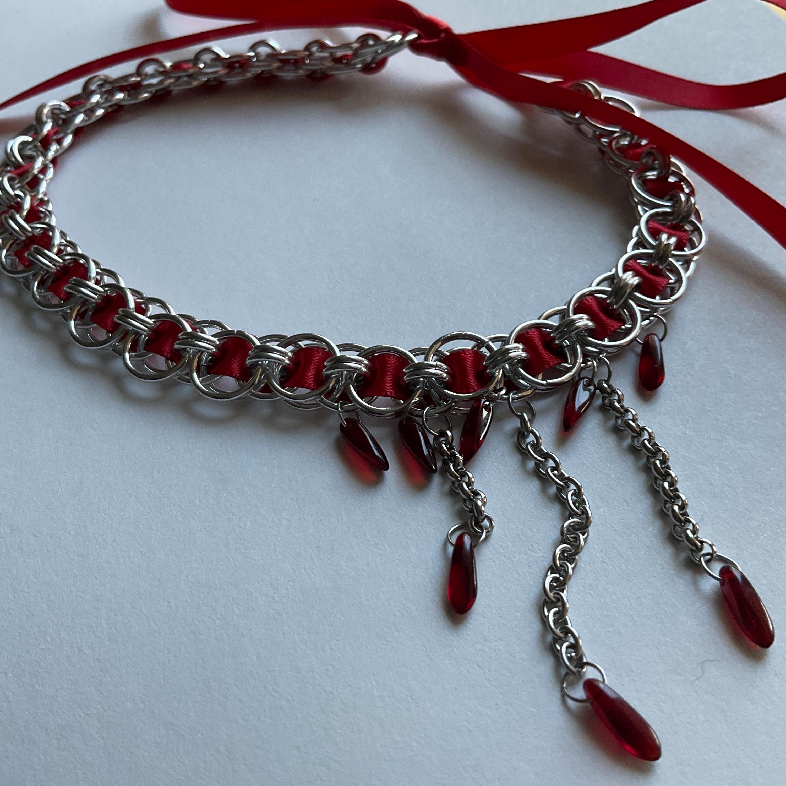 Vampire Ribbon Chainmail Choker - Etsy