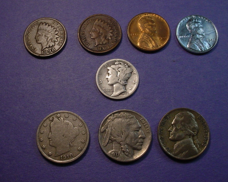 Mercury Silver Dime 1-Indian /&1-Steel Starter Collection Lot of 3 Old US Coins