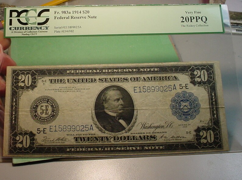 U S Large Size Currency 20 Dollar 1914 Train And Ship Etsy - image 0