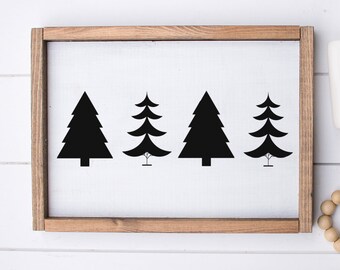 Winter Tree Sign, Pine Tree Sign, Wood Sign with Trees, Christmas Tree Sign, Christmas Layering Sign, Farmhouse Christmas Tree Sign