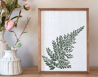 Fern Wall Art, Wood Fern Wall Art, Fern Botanical Art, Wood Botanical Decor, Framed Botanical Art, Framed Wooden Sign, Botanical Decor