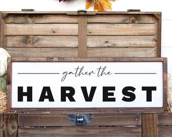 Fall Harvest Sign, Harvest Sign, Autumn Harvest Sign, Fall Wall Decor, Autumn Decor Seasonal, Thanksgiving Sign Decor, Framed Wood Sign