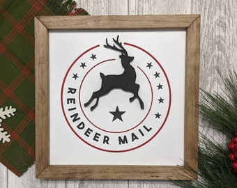 Rustic Christmas Sign, Reindeer Mail Sign, Reindeer Wood Sign, Christmas Signs, Farmhouse Christmas Decor, Santas Reindeer Sign