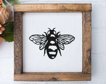 Bee Sign Decor, Bee Home Decor, Signs with Bees, Bee Lover Gifts, Rustic Bee Decor, Modern Farmhouse wall Decor, Spring Decor Signs