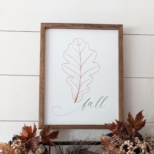 Fall Leaf Sign, Fall Leaf Decor, Fall Wood Signs, Autumn Wall Decor, Fall Farmhouse Sign, Autumn Sign, Framed Leaf Wall Art, Framed Sign