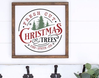 Fresh Cut Christmas Tree Sign, Tree Farm Sign, Christmas Decor Sign, Handmade Christmas Sign, Farmhouse Holiday Decor, Christmas Decor