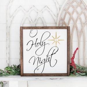 O Holy Night Sign, Christmas Mantle Sign, Wood Christmas Signs, Christmas Signs Decor, Farmhouse Christmas Sign, Large Framed Christmas Sign