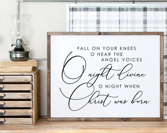 Fall on Your Knees Christmas Sign, Christmas Wall Decor, Large Christmas Sign, Winter Sign, Christmas Decor, Holiday Wood Signs