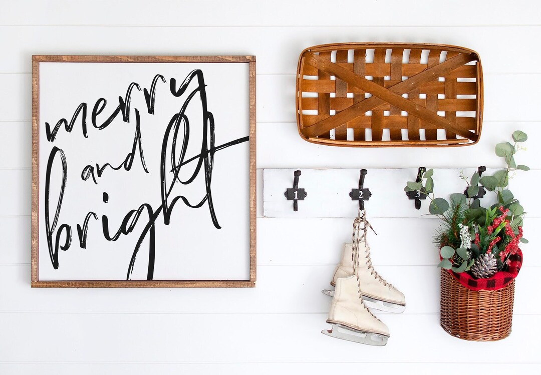 Merry and Bright Sign, Christmas Sign, Large Christmas Sign, Holiday ...